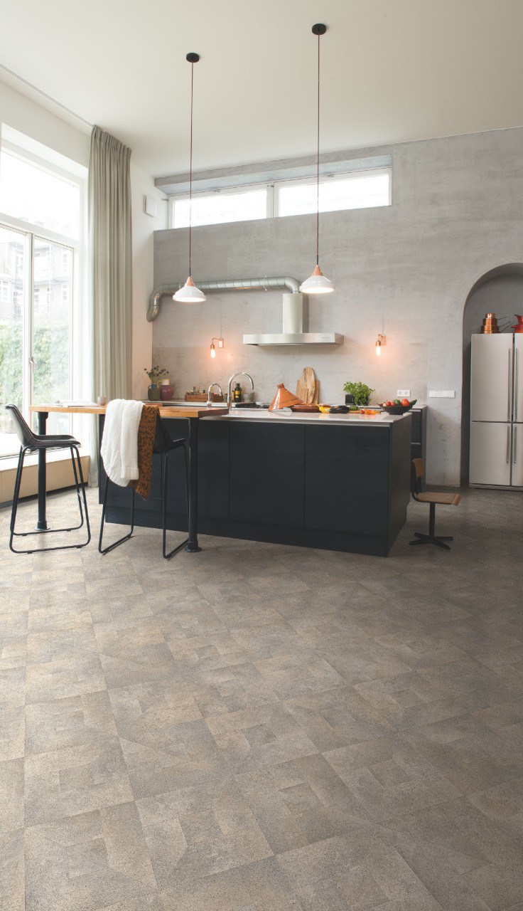 Ламинат Quick Step Impressive Patterns Бетон Лофт IPE 4508 1200×396×8 фото в интерьере